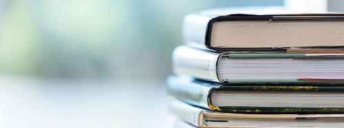 Close up stack of library books